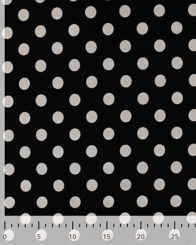 Tissu Viscose Satiné Petit Pois Noir - Mercerine