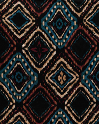 Tissu Viscose Satiné Motif Rétro Turquoise - Mercerine