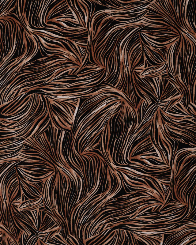 Tissu Viscose Twill Motif Abstrait Camel - Mercerine