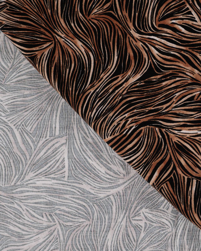 Tissu Viscose Twill Motif Abstrait Camel - Mercerine