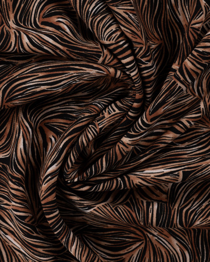 Tissu Viscose Twill Motif Abstrait Camel - Mercerine