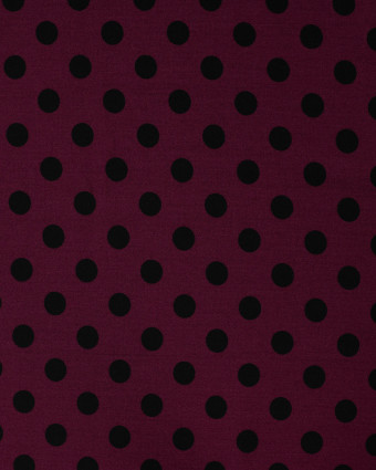 Tissu Viscose Twill Petit Pois Noir Fond Prune - Mercerine
