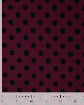 Tissu Viscose Twill Petit Pois Noir Fond Prune - Mercerine