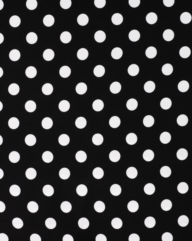 Tissu Viscose Twill Petit Pois Blanc Fond Noir - Mercerine