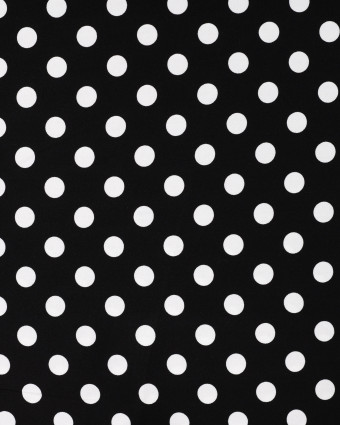 Tissu Viscose Twill Petit Pois Blanc Fond Noir - Mercerine