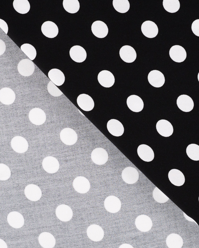 Tissu Viscose Twill Petit Pois Blanc Fond Noir - Mercerine
