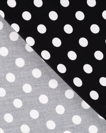 Tissu Viscose Twill Petit Pois Blanc Fond Noir - Mercerine