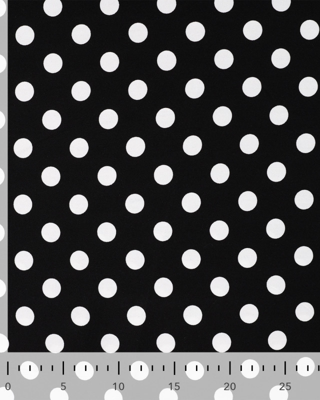 Tissu Viscose Twill Petit Pois Blanc Fond Noir - Mercerine
