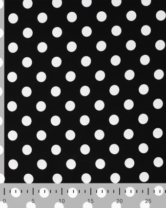 Tissu Viscose Twill Petit Pois Blanc Fond Noir - Mercerine