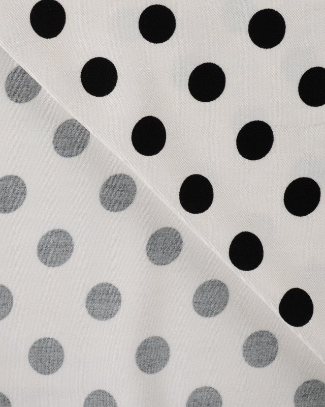 Tissu Viscose Twill Petit Pois Noir Fond Blanc - Mercerine