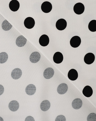 Tissu Viscose Twill Petit Pois Noir Fond Blanc - Mercerine