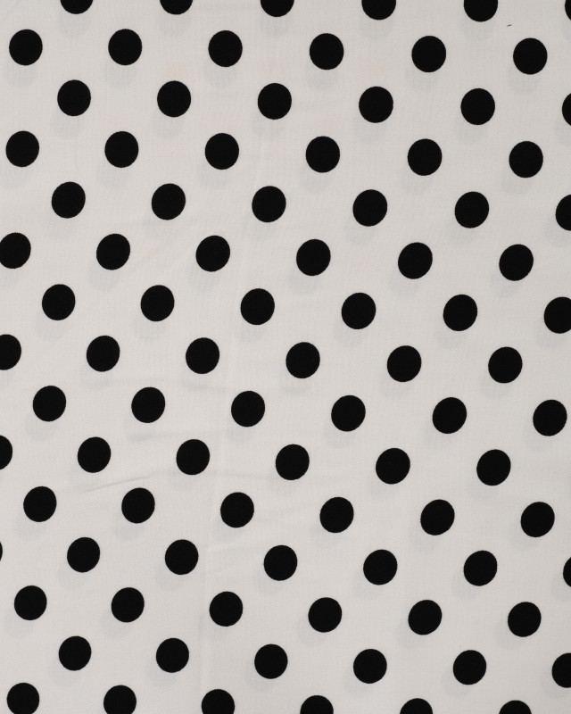 Tissu Viscose Twill Petit Pois Noir Fond Blanc - Mercerine