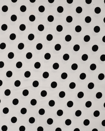 Tissu Viscose Twill Petit Pois Noir Fond Blanc - Mercerine