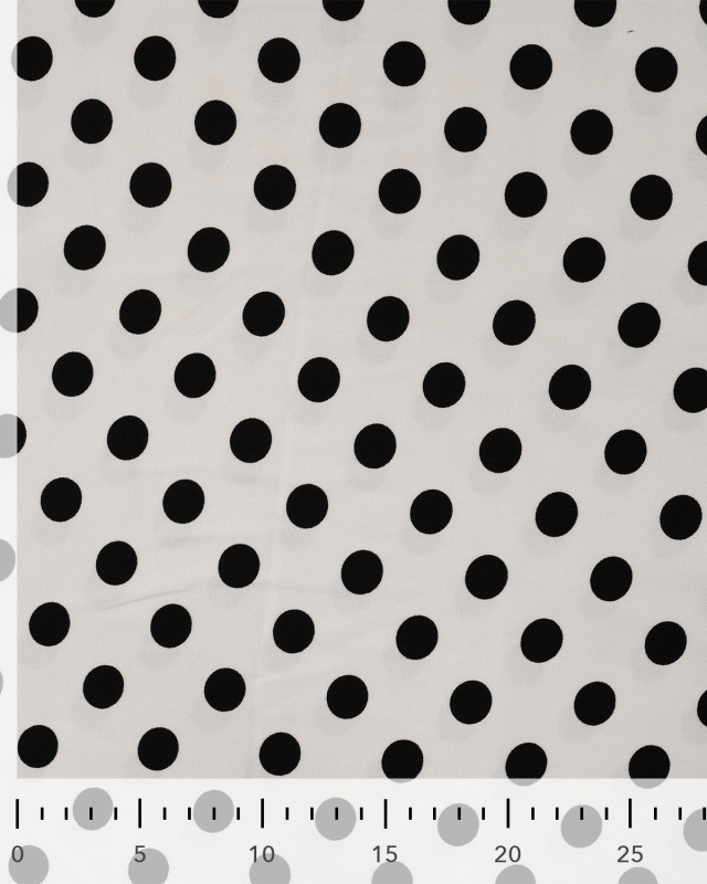 Tissu Viscose Twill Petit Pois Noir Fond Blanc - Mercerine