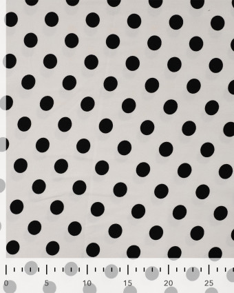 Tissu Viscose Twill Petit Pois Noir Fond Blanc - Mercerine