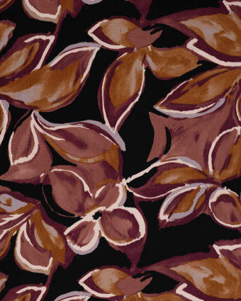 Tissu Viscose Twill Fleurs des Iles Prune - Mercerine