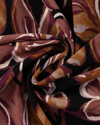 Tissu Viscose Twill Fleurs des Iles Prune - Mercerine