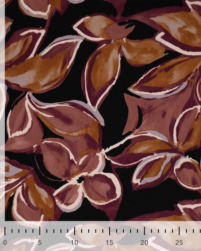 Tissu Viscose Twill Fleurs des Iles Prune - Mercerine
