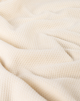 Tissu Maille Gaufré Envers Sherpa Ecru - Mercerine