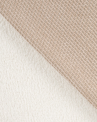 Tissu Maille Gaufré Envers Sherpa Taupe - Mercerine