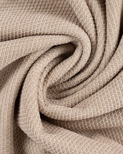 Tissu Maille Gaufré Envers Sherpa Taupe - Mercerine