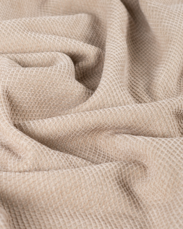 Tissu Maille Gaufré Envers Sherpa Taupe - Mercerine