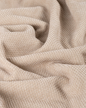 Tissu Maille Gaufré Envers Sherpa Taupe - Mercerine