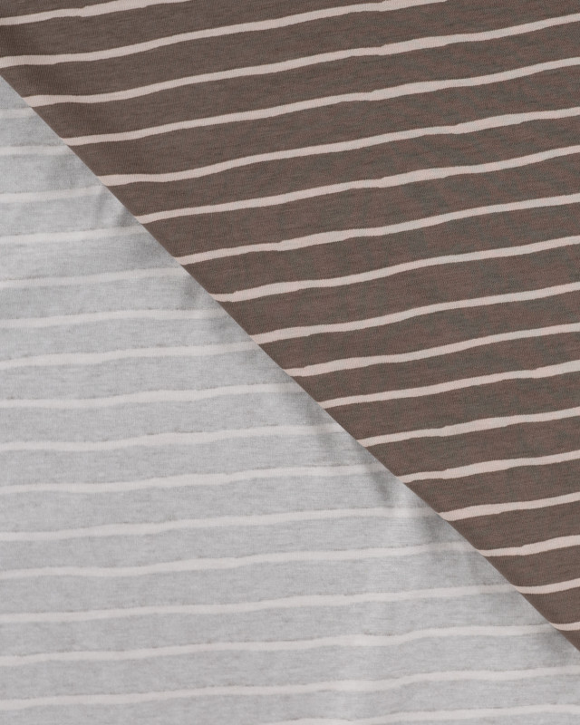 Tissu Jersey à Rayures Chocolat Beige - Mercerine