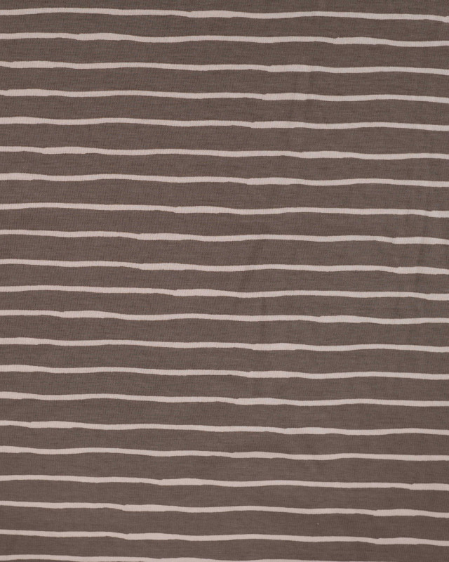 Tissu Jersey à Rayures Chocolat Beige - Mercerine