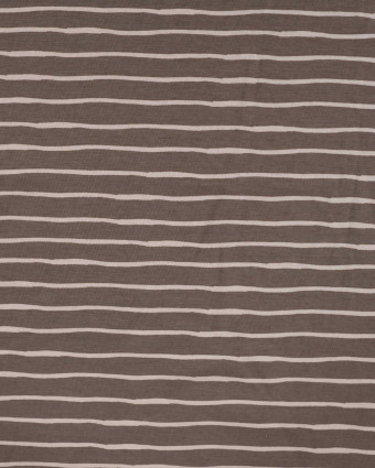 Tissu Jersey à Rayures Chocolat Beige - Mercerine