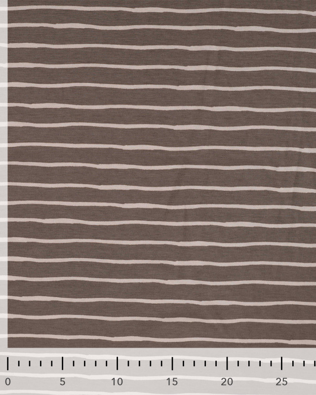 Tissu Jersey à Rayures Chocolat Beige - Mercerine