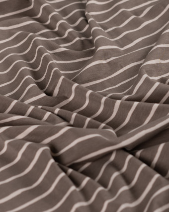 Tissu Jersey à Rayures Chocolat Beige - Mercerine
