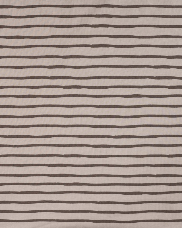Tissu Jersey à Rayures Beige Chocolat - Mercerine