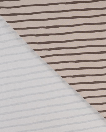 Tissu Jersey à Rayures Beige Chocolat - Mercerine