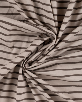 Tissu Jersey à Rayures Beige Chocolat - Mercerine