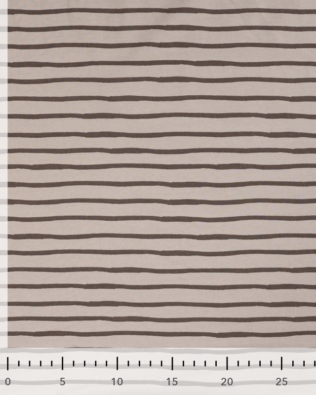 Tissu Jersey à Rayures Beige Chocolat - Mercerine