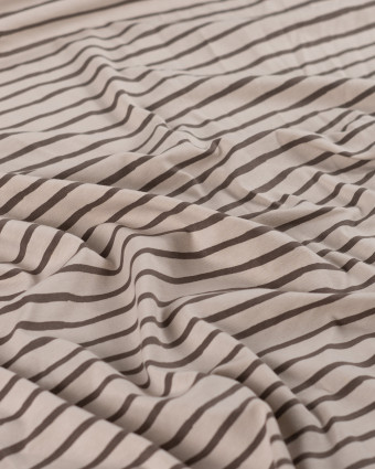 Tissu Jersey à Rayures Beige Chocolat - Mercerine