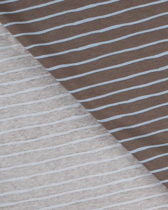 Tissu Jersey à Rayures Chocolat Bleu - Mercerine