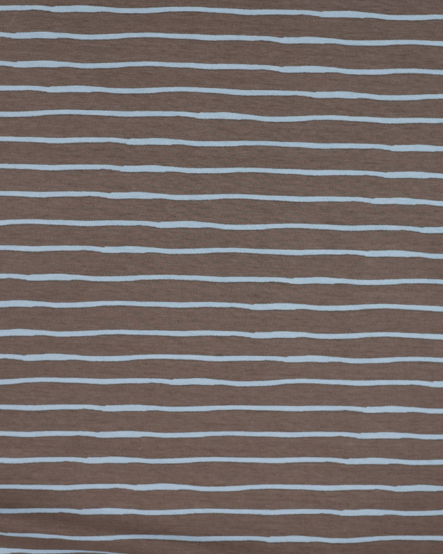 Tissu Jersey à Rayures Chocolat Bleu - Mercerine