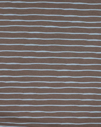 Tissu Jersey à Rayures Chocolat Bleu - Mercerine