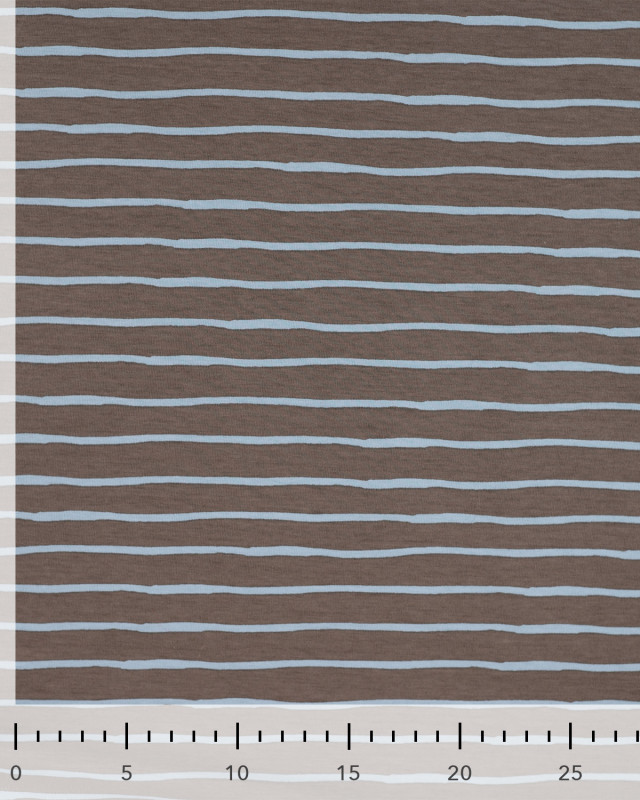Tissu Jersey à Rayures Chocolat Bleu - Mercerine