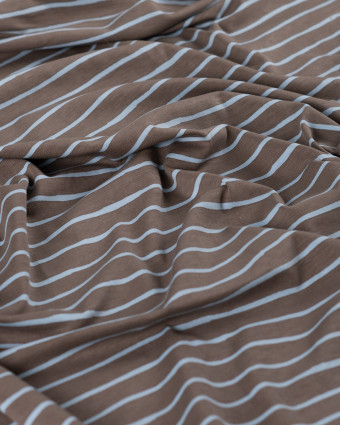 Tissu Jersey à Rayures Chocolat Bleu - Mercerine