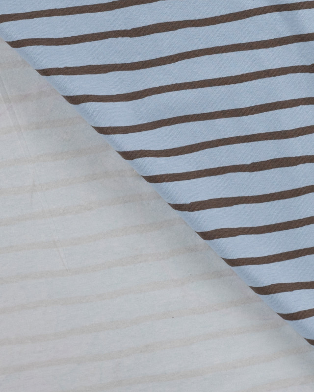 Tissu Jersey à Rayures Bleu Chocolat - Mercerine