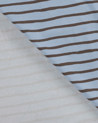 Tissu Jersey à Rayures Bleu Chocolat - Mercerine