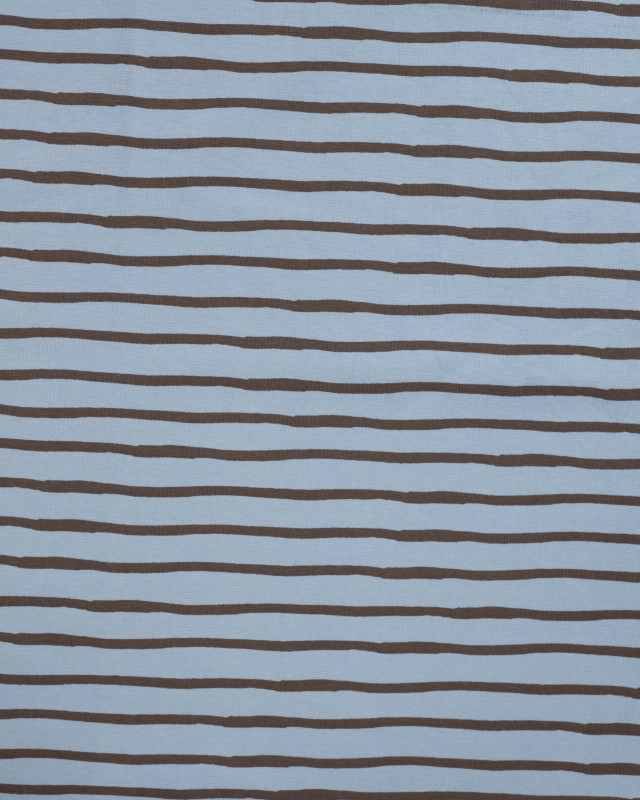 Tissu Jersey à Rayures Bleu Chocolat - Mercerine