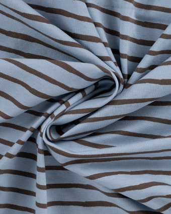 Tissu Jersey à Rayures Bleu Chocolat - Mercerine