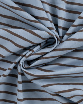 Tissu Jersey à Rayures Bleu Chocolat