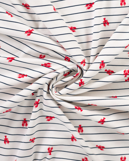 Tissu Jersey à Rayures Motif Homard - Mercerine