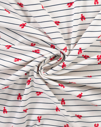 Tissu Jersey à Rayures Motif Homard - Mercerine
