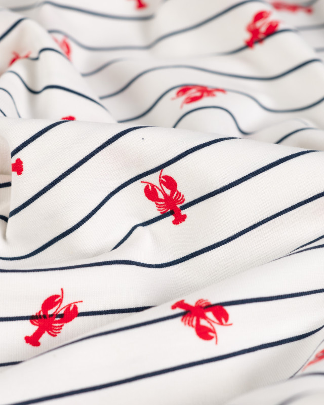 Tissu Jersey à Rayures Motif Homard - Mercerine